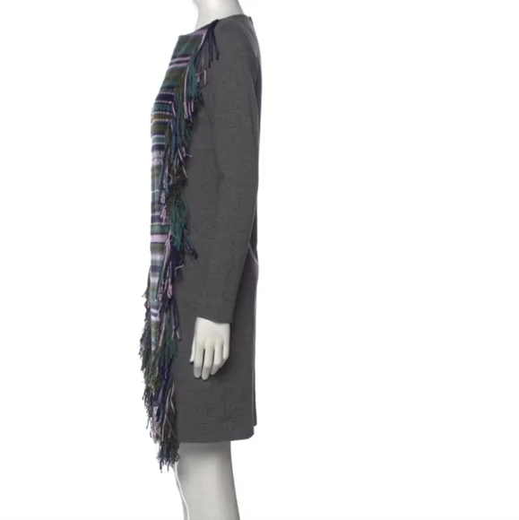 Lela Rose Stripe Fringe Wool Shift Dress XS - Picture 3 of 11